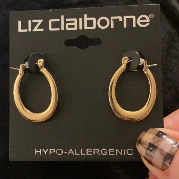 Liz Claiborne gold hoops NWT - Picture 2 of 5